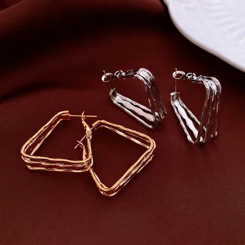 Irreguläre Geometrische Mehrlagige Ohrringe Mit 925 Sterling Silber Ohrstecker Echt Vergoldetes Kupfer Gehämmerter Schmuck