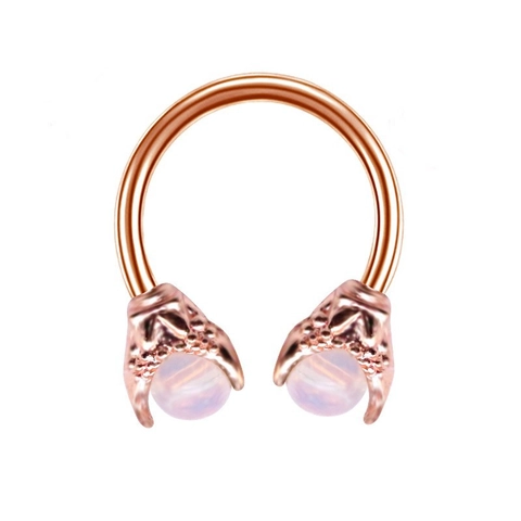 316L Stainless Steel Dragon Claw Septum Ring Synthetic Opal Horseshoe Circular Barbell Punk Gothic Nose Piercing Jewelry
