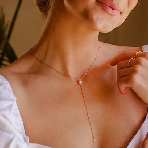 Minimalist Stainless Steel Y-Shaped Drop Necklace For Women Elegant Gold Silver Color Artificial Pearl Pendant Fashion Jewelry