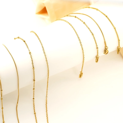 Collana In Acciaio Inossidabile Placcato Oro 18K Catena A Serpente Con Perline Gioielli Minimalisti Accessorio Elegante