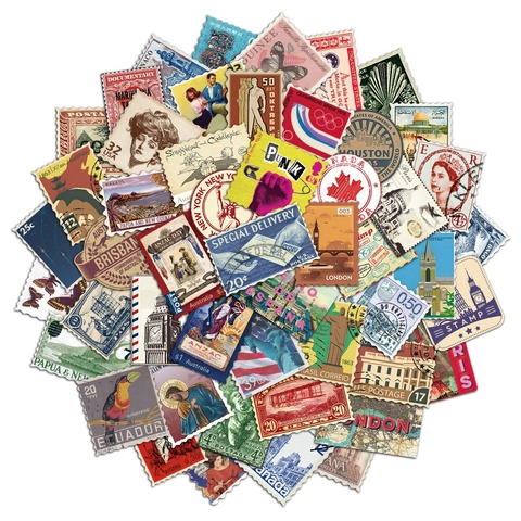 Adesivi Francobolli Vintage Retro Viaggio Timbro Postale PVC Impermeabile Per Scrapbooking Diario DIY Decorazione Valigia Laptop