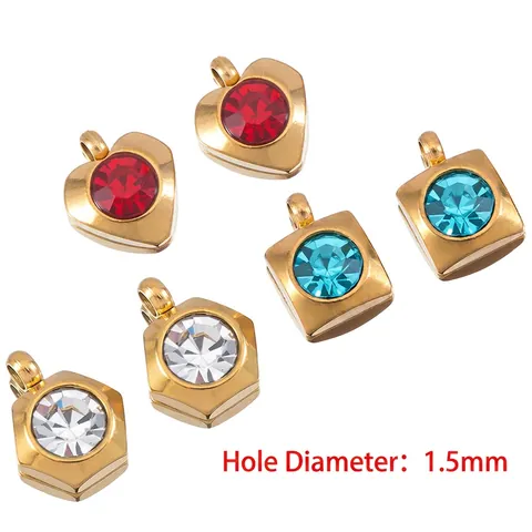 Ciondoli In Acciaio Inossidabile Con Strass Colorati Forme Di Cuore Quadrato Esagono Per La Creazione Di Gioielli DIY Stile Vintage