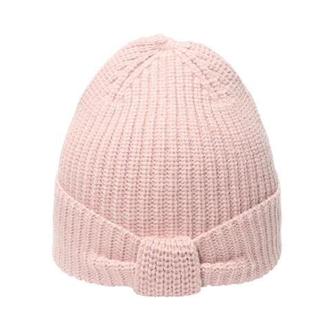 Gorro De Punto Con Decoración De Lazo Cálido Invierno Acrílico Color Sólido Para Mujeres