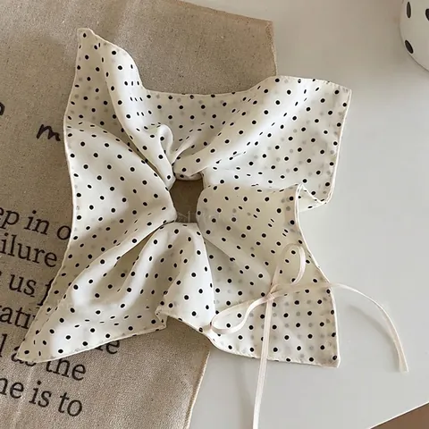 Elastico Per Capelli Con Fiocco Grande A Pois Elegante Nastro In Tessuto Porta Coda Di Cavallo Stile Francese Per Donna