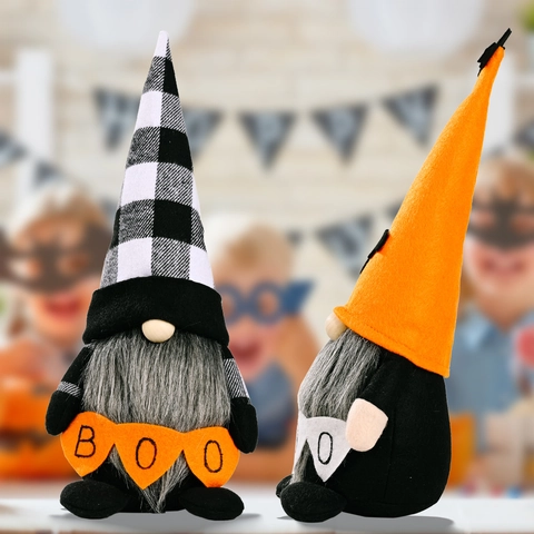Gnomo De Halloween Peluche Sin Rostro Decoración Con Pancarta BOO Murciélago Barba Para Decoración De Fiesta De Mesa