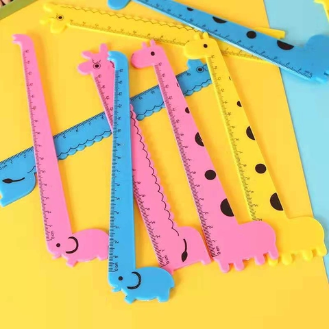 Süßes Cartoon Tier Plastik Lineal Giraffe Elefant Geformtes Messwerkzeug Für Kinder Studenten Schule Kawaii Schreibwaren