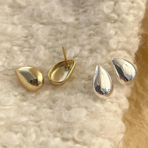 Minimalist Waterdrop Stud Earrings 925 Sterling Silver High Polish Mirror Surface Korean Ins Style For Women