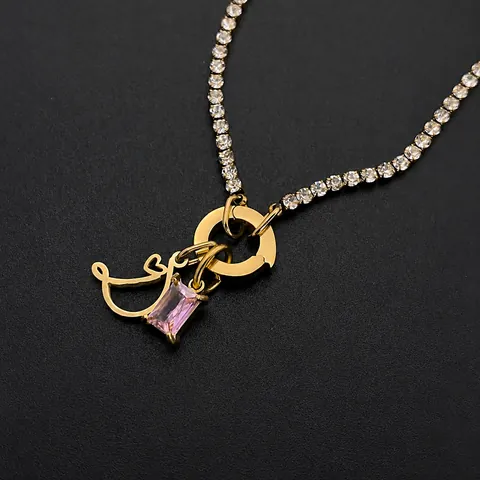 Amerikaanse Stijl Roestvrij Staal Letter Hanger Halsketting Voor Vrouwen 14K Verguld Strass DIY Hart Sieraden Cadeau
