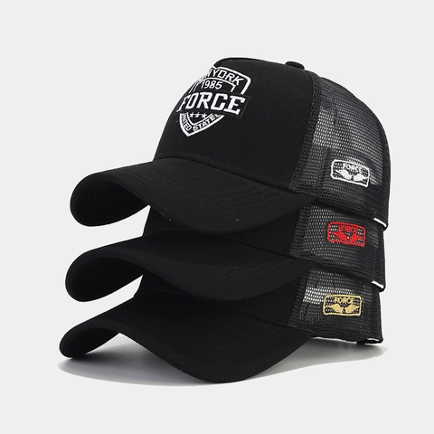 Retro Mesh Trucker Hat Breathable Cotton Baseball Cap Curved Brim Embroidered Sun Shade Adjustable Outdoor Sporty Unisex