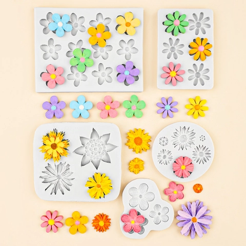 Flower Silicone Mold Daisy Sunflower Shaped Fondant Cake Decorating Tool DIY Handmade Craft Soap Wax Plaster Resin Mold