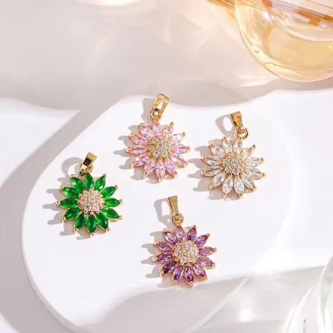 Collar Con Colgante De Margarita Cobre Chapado En Oro Zirconia Cubica Cristal Marquise Joyería Floral Para Mujer Estilo Pastoral