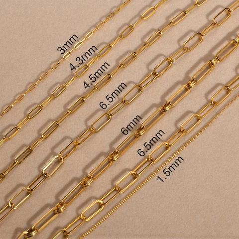 Minimalist Paperclip Link Chain Necklace For Women Stainless Steel IP Gold Plated Dainty Layered Fashion Clavicle Jewelry