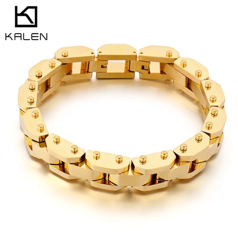 Bracciale Da Uomo In Acciaio Inossidabile Maglie Geometriche Punk Biker Borchie Spazzolato Gioielli Industriali