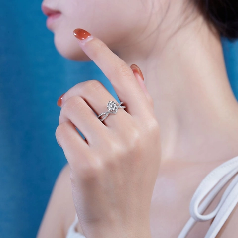 Luxury S925 Sterling Silver Lab Grown Diamond Ring Double Row Cross Twist Moissanite Engagement Wedding Rings For Women Jewelry