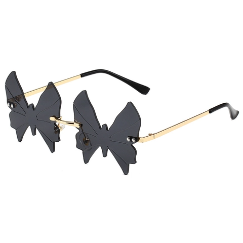 Butterfly Sunglasses Rimless Metal Frame UV400 Protection Colorful PC Lens Fashion Party Eyewear For Women Y2K Style
