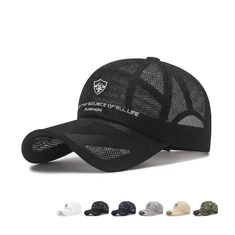 Casquette De Baseball En Maille Respirante Polyester Protection Solaire Pêche Extérieure Camouflage Style Sportif