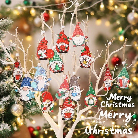 Ornamenti Appesi Gnomo In Legno Di Natale Ciondoli Nano In Legno Dipinto Con Scatola Decorazione Per Albero