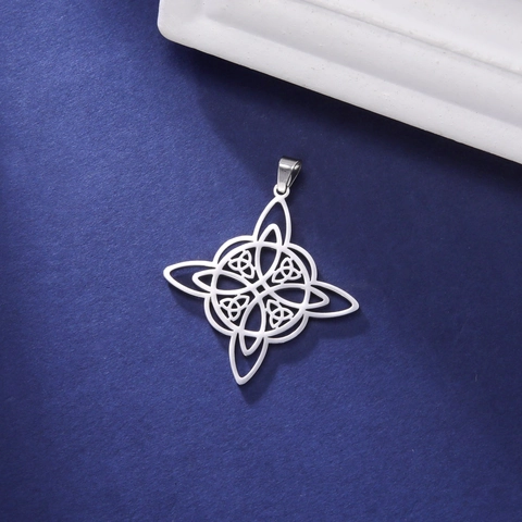Hollow Witch's Knot Pendant 304 Stainless Steel Celtic Knot Charm For DIY Jewelry Making Vintage Totem Design