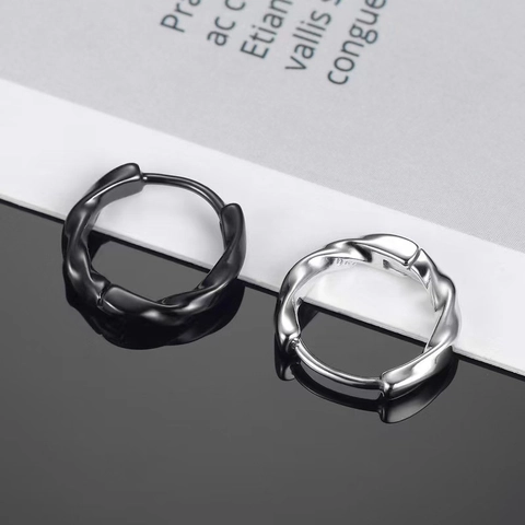 Gedrehte Runde Creolen Edelstahl Geometrische Spirale Einfache Mode Minimalistische Unisex Ohrringe