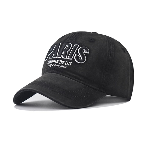 Gewassen Katoenen Baseballpet Parijs Borduurwerk Vintage Dad Hat Verstelbaar Casual Zonbescherming Mannen Vrouwen