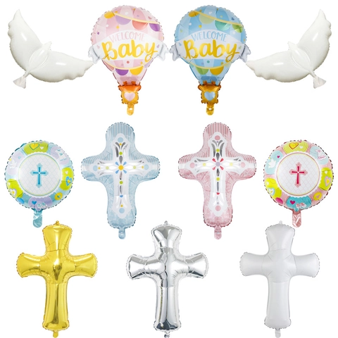 Palloncini In Alluminio A Forma Di Croce Mongolfiera Colomba Per Baby Shower Battesimo Decorazioni Per Feste Di Compleanno