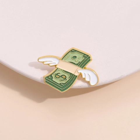 Kreative Dollar Fliegende Banknote Emaille Pin Flügel Geld Metall Abzeichen Personalisierte Brosche Pin Für Rucksack Kleidung