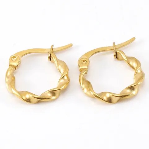 Orecchini A Cerchio Torsione Acciaio Inossidabile Placcato Oro 18K Spirale Geometrico Forma C Moda Donne