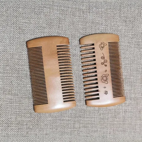 Natural Wood Beard Comb Dual Sided Fine Toothed Hair Lice Comb Anti Static Massage Grooming Tool For Men Women