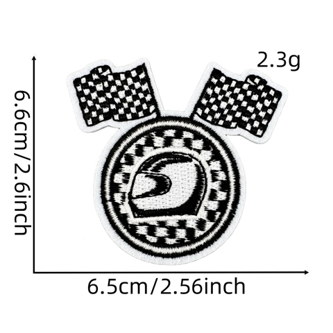 Racen Geborduurde Patches Opstrijkbaar Stoffen Badges Geblokte Vlag Auto Thema Decoratie Voor Jassen Rugzakken Kleding