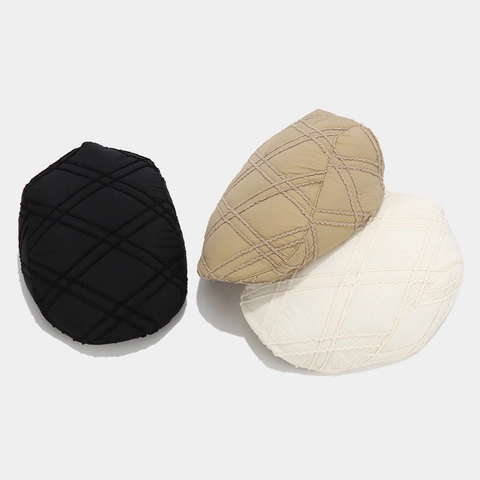 Gorra Plana Acolchada Cálida Resistente Al Viento Boina Acolchada Moda Patrón De Rejilla Retro Para Hombres Mujeres