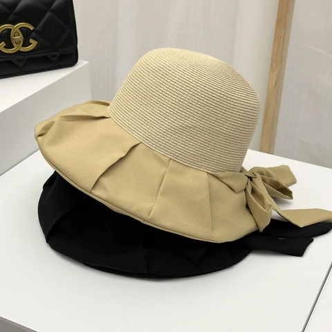 Cappello Da Pescatore In Paglia Da Donna Con Grande Fiocco Tesa Larga Protezione UV Pieghevole Cappello Da Sole Spiaggia