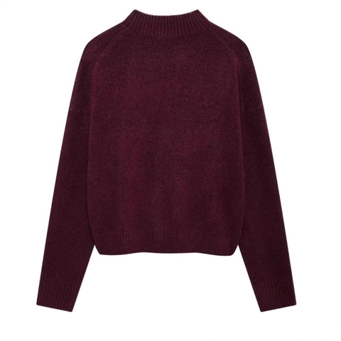 Women Turtleneck Knitted Sweater Pullover Polyester Solid Color Loose Fit Casual Long Sleeve Drop Shoulder