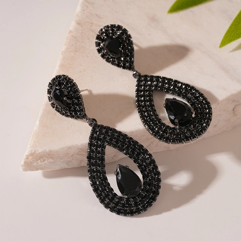 Orecchini Pendenti A Goccia Neri In Rame Con Zircone Nero E Perno In Argento Gioielli Eleganti Gotici Vintage Per Donna