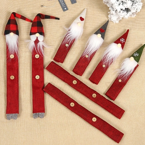 Christmas Refrigerator Handle Covers Gnome Burlap Holiday Kitchen Decor Oven Microwave Handle Protector Swedish Tomte
