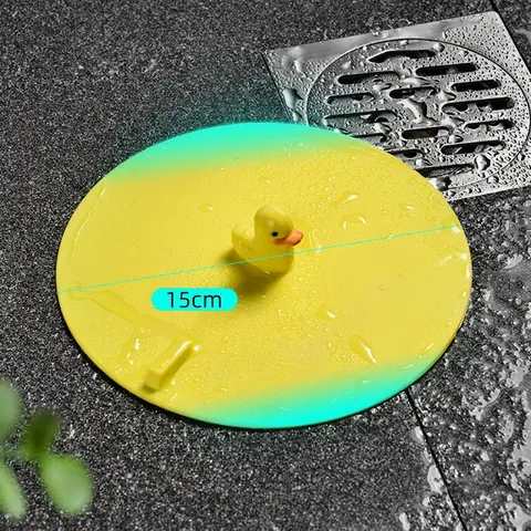 Couvercle De Drain En Silicone Canard Dessin Animé Bouchon D'évier Anti-odeur Pour Salle De Bain Cuisine Baignoire