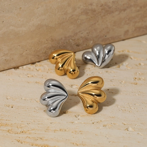 Butterfly Wing Shell Stud Earrings Stainless Steel High Polish Mirror Finish Fashion Jewelry For Women