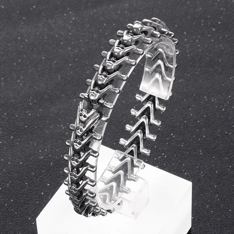 Bracciale Catena Teschio Scheletro Osso Spinale Uomo Acciaio Inossidabile Vintage Gotico Punk Gioielli Hip Hop Rock Accessorio