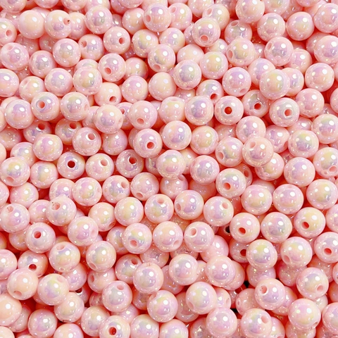 Luminous Acrylic Round Beads Pearlescent Mermaid Finish UV Plated For DIY Jewelry Making Bracelets Phone Chain Craft