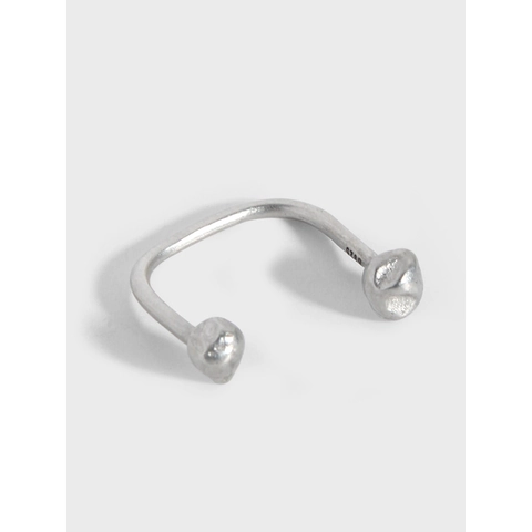 Anillo Textura Irregular Plata De Ley 925 Abierto Ajustable Estilo Minimalista Joyería Moderna Para Mujeres