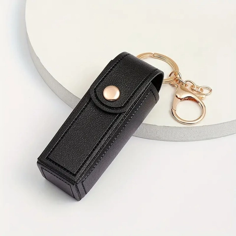 Porte Rouge À Lèvres Porte-Clés En Similicuir Bijou De Sac Avec Bouton Pression Métallique Rangement Portable Pour Femmes