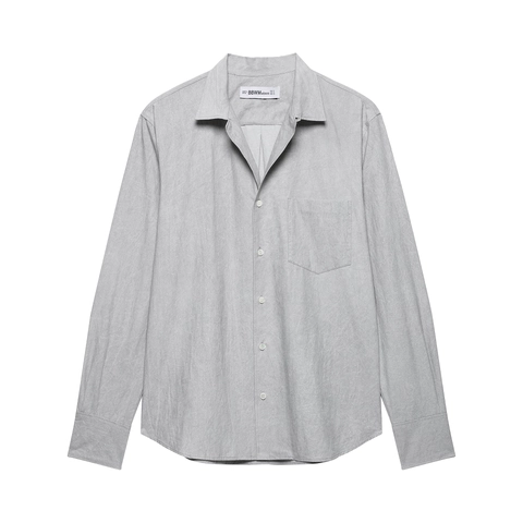 Vrouwen Elegante Lange Mouwen Button Down Blouse Shirt Losse Pasvorm Revers Polokraag Effen Grijs Casual Werk Tops Met Zak