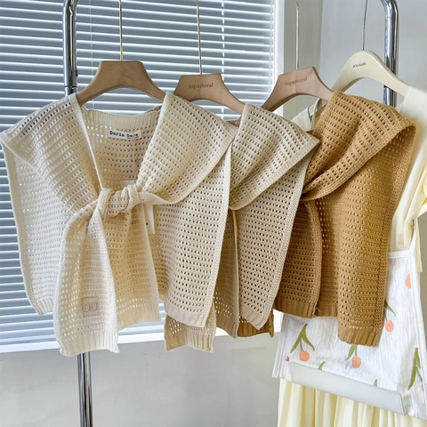 Scialle In Maglia Traforata Sciarpa Decorativa Per Spalla Protezione Collo Donna Dolce Elegante Accessorio Di Moda