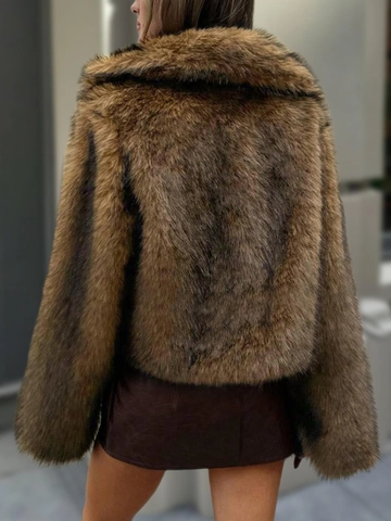 Cappotto In Pelliccia Sintetica Donna Giacca Invernale Soffice Collo Revers Manica Lunga Caldo Elegante Moda