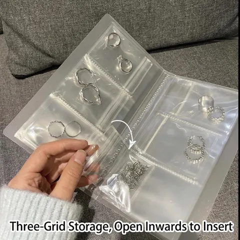 Schmuck Aufbewahrungsalbum Transparentes PVC Organizer Buch Oxidationsschutz Staubdicht Mehrere Taschen Für Ohrringe Ringe Halsketten