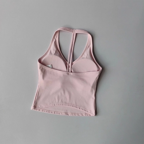 Sport BH Top Nylon Spandex Kabellos Herausnehmbare Pads V Ausschnitt Riemchen Racerback Athletisch Yoga Fitness Damen