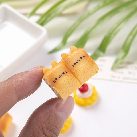 Miniature Food Resin Charms Cute Cartoon Kitty Toast Cat Paw Bread Cherry Cake For DIY Cream Glue Decoration