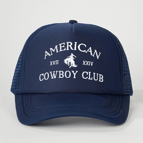 American Cowboy Club Borduurwerk Trucker Hat Mesh Verstelbaar Polyester Gebogen Rand Vintage Honkbalpet Heren Dames