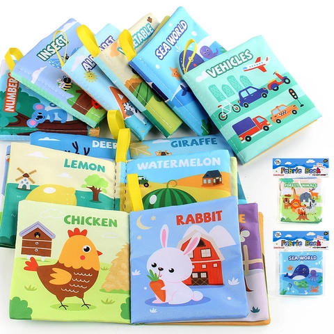 Soft Baby Cloth Books Washable Tear Resistant Early Education Cognitive Sensory Toys For Infants Toddlers Animals Alphabet