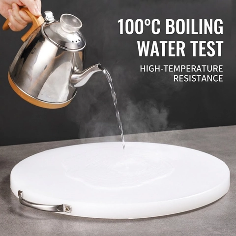 PE Plastic Round Cutting Board Antibacterial Non-Slip Double Sided Heat Resistant Chopping Block For Meat With Handle