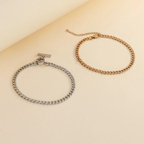 Minimalist Stainless Steel Cuban Link Bracelet For Men Women Unisex OT Clasp Lobster Clasp Fashion Curb Chain Jewelry Gift